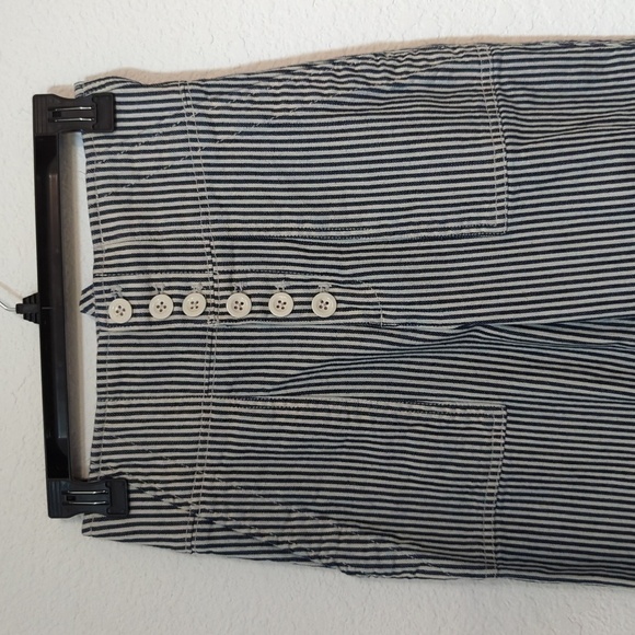 Gap Striped High Waisted Button Fly Slim Pant Blue White 4 Nautica summer preppy - Picture 3 of 8